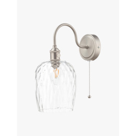 Dar Lighting Hadano Wall Light -  Antique Chrome with Clear Dimpled Glass Shade Silver