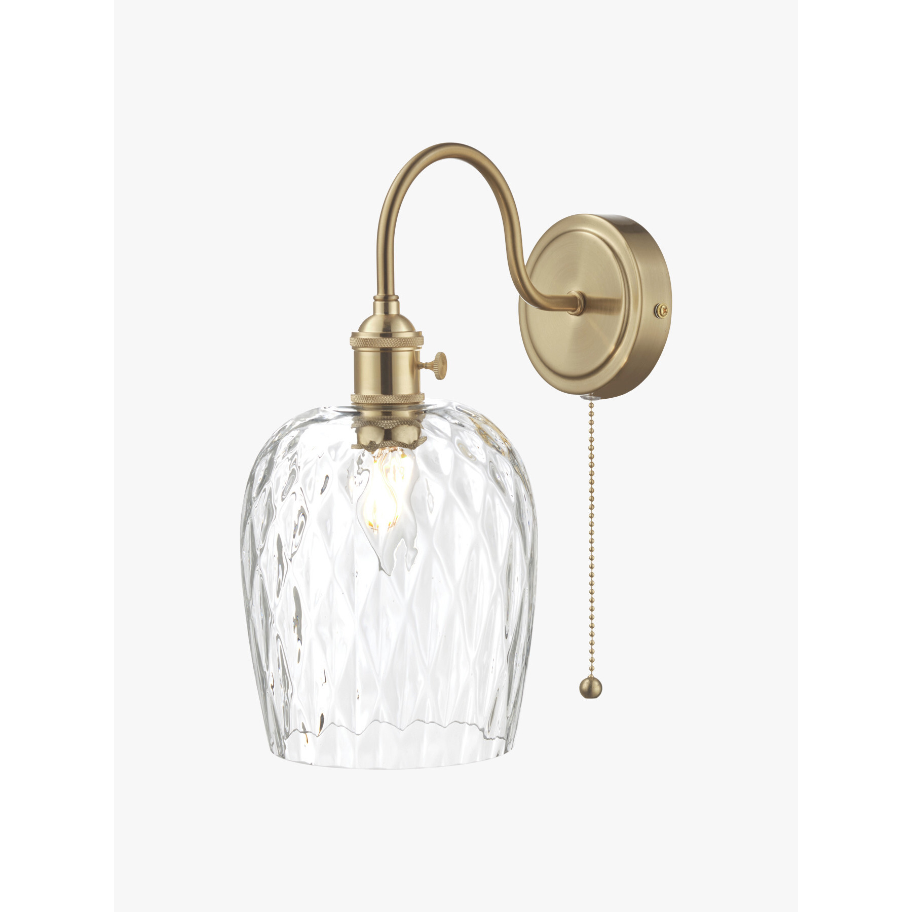 Dar Lighting Hadano Brass Wall Light with Clear Dimpled Shade Gold - image 1