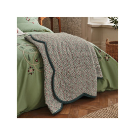 Morris & Co Brophy Embroidery Throw Green - thumbnail 2