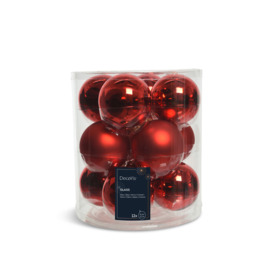 Christmas Baubles Glass Red Multipack
