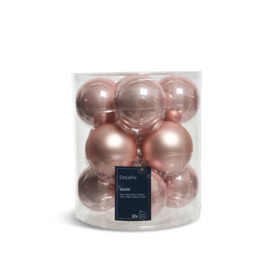 Christmas Baubles Glass Blush Pink Multipack