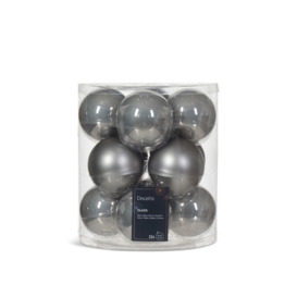 Christmas Bauble Glass Marble Grey Multipack