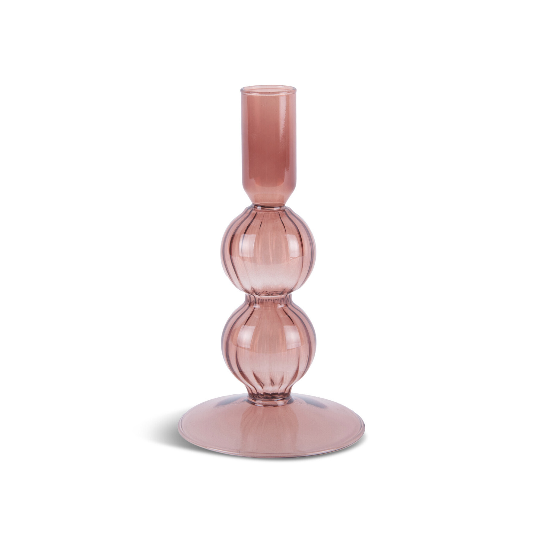 Present Time Swirl Bubble Glass Candle Holder Pink - image 1