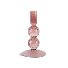 Present Time Swirl Bubble Glass Candle Holder Pink - thumbnail 1