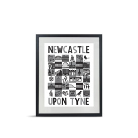 Lines Behind Newcastle Grey Square A3 Print With Frame