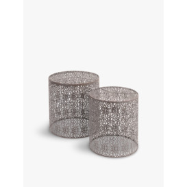Libra Interiors Caprio Set Of Two Nesting Side Tables with Antique Grey Finish - Size 52x49x49