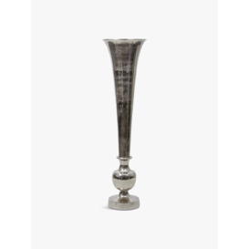 Libra Interiors Romano Giant Trumpet Vase - Size 145x39x39 Silver Black
