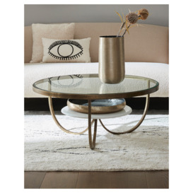 Libra Interiors Nolita White Marble And Antique Gold Iron Coffee Table - Size 41x91x91 - thumbnail 2