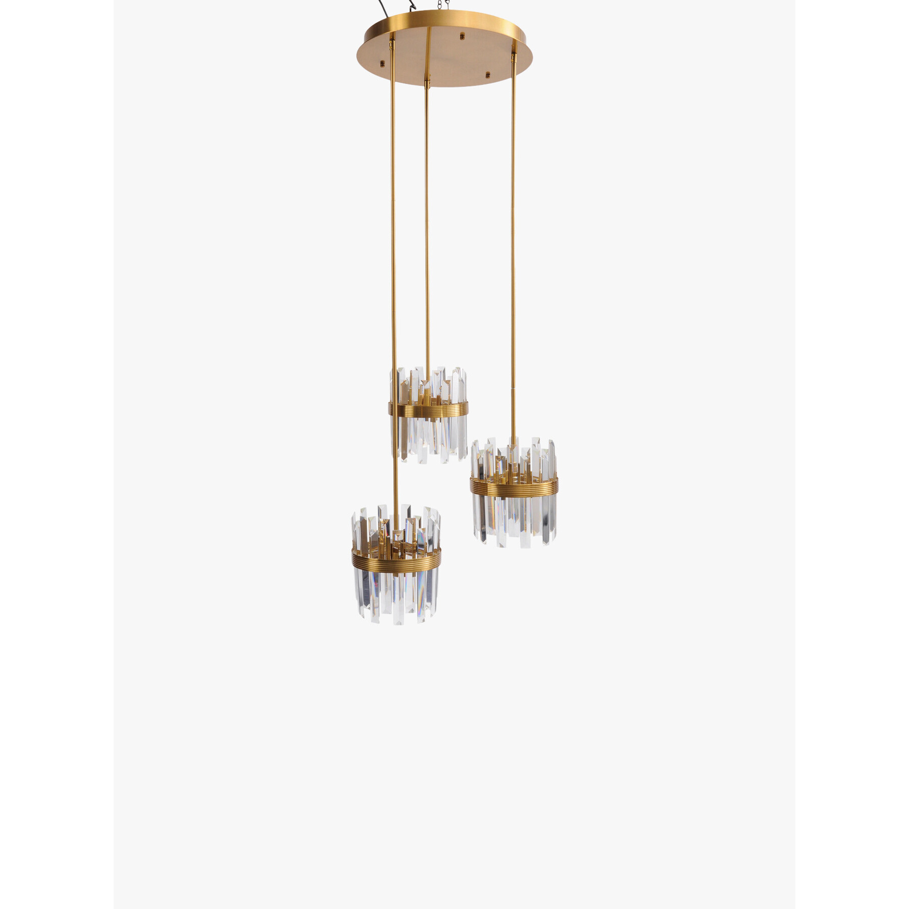 Libra Interiors Set Of Three Crystal Pendant Lights - Size 140x65x65 Gold