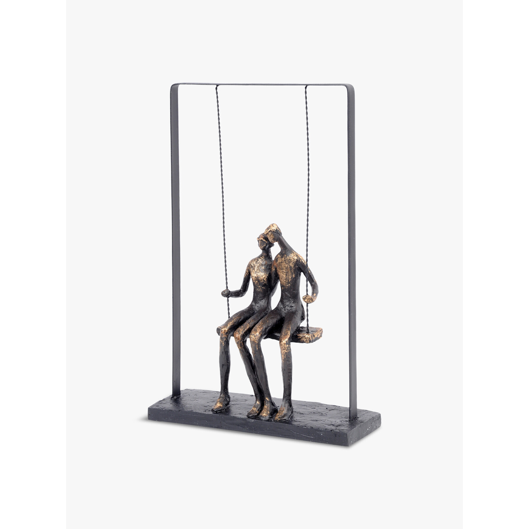 Libra Interiors Couple Sitting on Swing Bronze Figurative Sculpture - Size 37x24x8