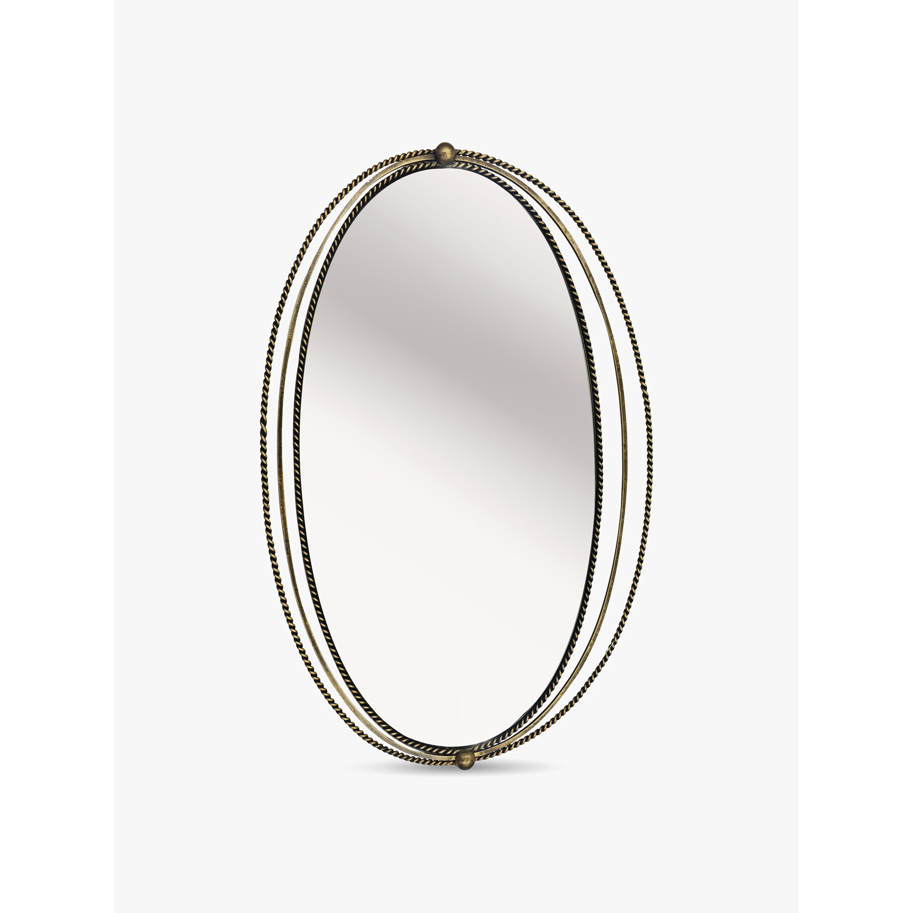 Libra Interiors Carrick Oval Gold Iron Mirror With Fine Rope Detail - Size 7x49x77 Gold/Silver - image 1