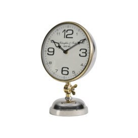Libra Interiors Risby Gold, Brass and Nickel Mantle clock - Size 36cm x 24cm x 15.5cm Multi - thumbnail 2