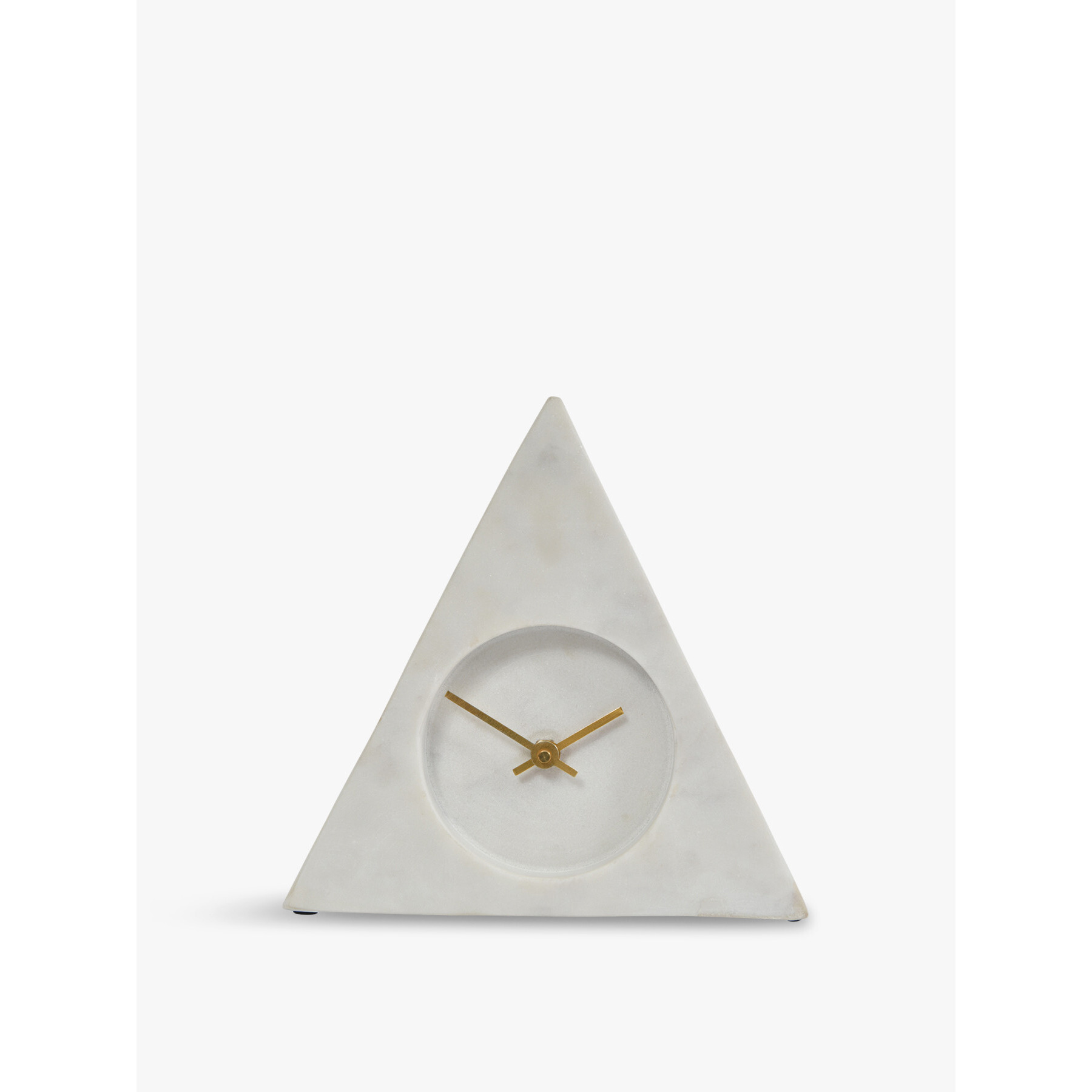 Libra Interiors White Marble Triangular Mantel Clock - Size 20cm x 20cm x 20cm