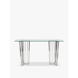 Libra Interiors Abington Stainless Steel Frame and Clear Glass Console Table - Size 90x160x40 Silver