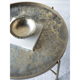 Libra Interiors Vienna Antique Gold Atlas Coffee Tray Table - Size 80x80x41cm - thumbnail 2