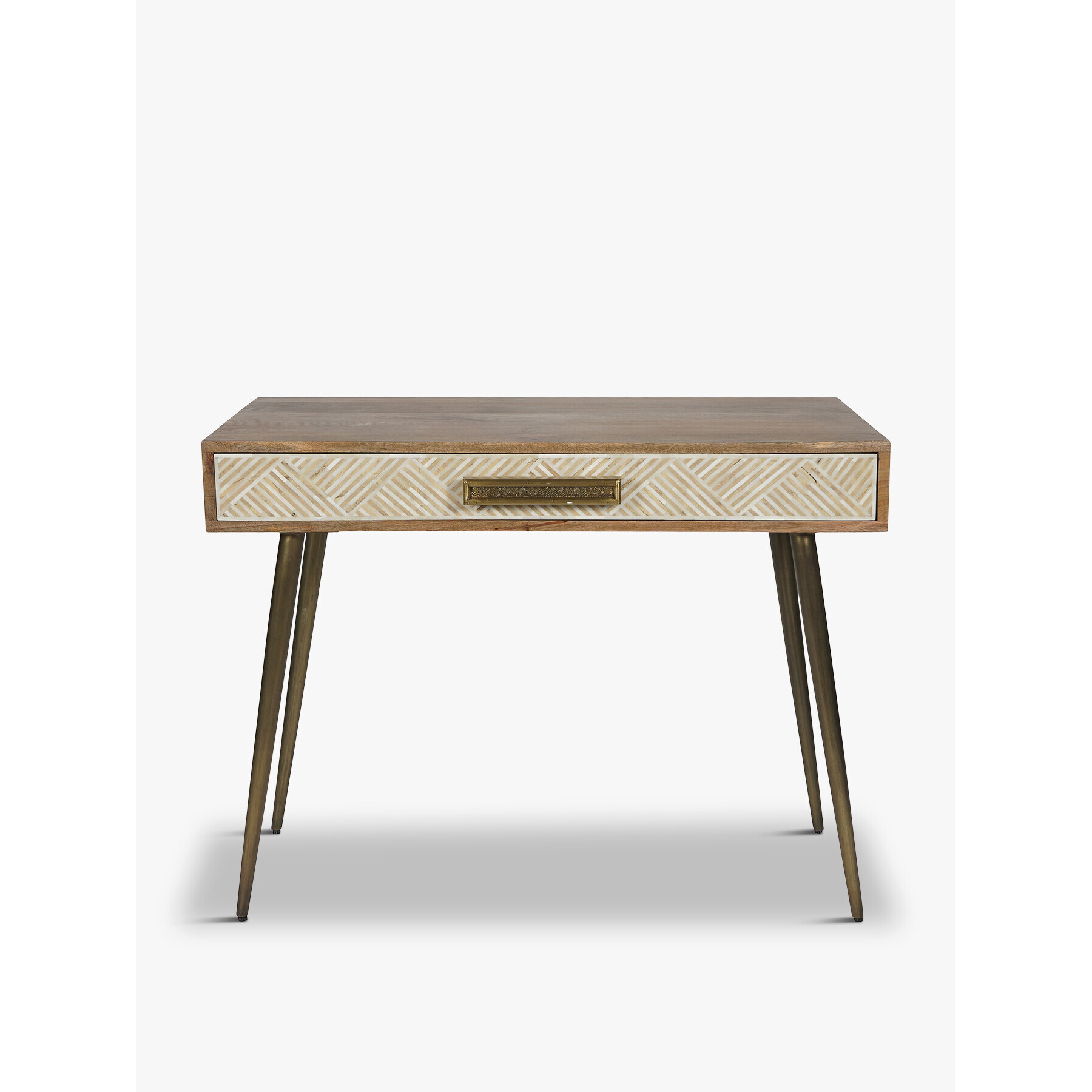 Libra Interiors Linden Bone and Mango wood Desk Table with Drawer - Size 920x75x100cm Brown - image 1