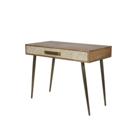 Libra Interiors Linden Bone and Mango wood Desk Table with Drawer - Size 920x75x100cm Brown - thumbnail 2