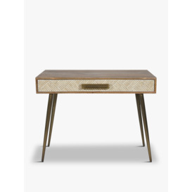 Libra Interiors Linden Bone and Mango wood Desk Table with Drawer - Size 920x75x100cm Brown