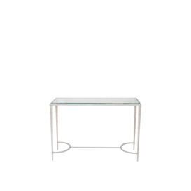Laura Ashley Aria Etched Glass Distressed White Iron Console Table - Size 110x40x74 Multi - thumbnail 2