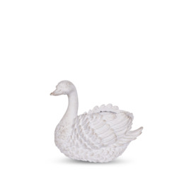 Laura Ashley Large Distressed Swan Planter - Size 38x32x21cm White - thumbnail 1