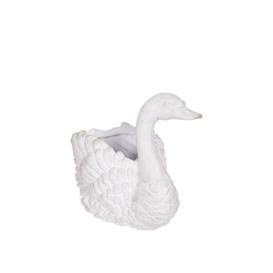 Laura Ashley Large Distressed Swan Planter - Size 38x32x21cm White - thumbnail 2