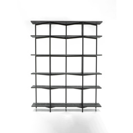 Libra Interiors Bronks Black Acacia Bookcase Shelving Unit - Size 140x35x180 Brown - thumbnail 2
