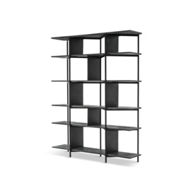 Libra Interiors Bronks Black Acacia Bookcase Shelving Unit - Size 140x35x180 Brown - thumbnail 1