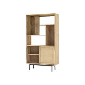 Libra Interiors Maddox  Bookcase with Storage and Two Sliding Doors - Size 100x35x180 Brown - thumbnail 2