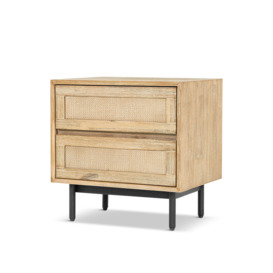 Libra Interiors Maddox Bedside with Two Drawers - Size 45x40x55cm Brown
