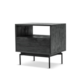 Libra Interiors Bronks One Drawer Storage Unit Bedside - Size 55x40x55cm Grey - thumbnail 1