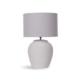 Libra Interiors Rhodes White Ceramic Lamp base with Shade, Large E27 LED GLS - Size 38x57x38cm - thumbnail 1