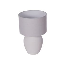 Libra Interiors Rhodes White Ceramic Lamp base with Shade, Large E27 LED GLS - Size 38x57x38cm - thumbnail 2
