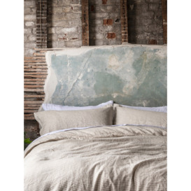 Piglet in Bed Stripe Linen Flat Sheet - Size King Neutral