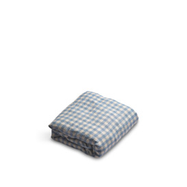 Piglet in Bed Gingham Linen Flat Sheet - Size King Blue - thumbnail 2