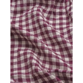 Piglet in Bed Gingham Linen Duvet Cover - Size Double Burgundy - thumbnail 2