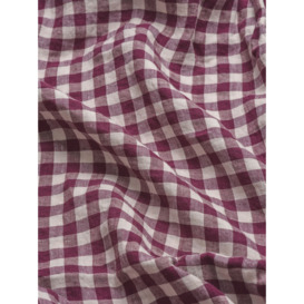 Piglet in Bed Gingham Linen Duvet Cover - Size Super King Burgundy - thumbnail 2
