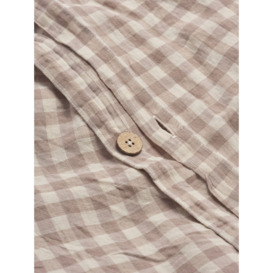 Piglet in Bed Gingham Linen Duvet Cover - Size Super King Neutral - thumbnail 2