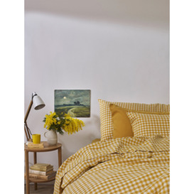 Piglet in Bed Gingham Linen Fitted Sheet - Size King Yellow