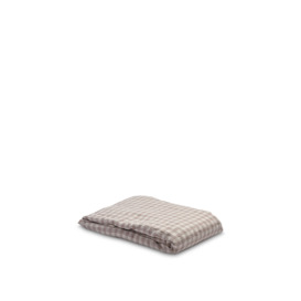 Piglet in Bed Gingham Linen Flat Sheet - Size King Neutral - thumbnail 2