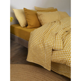 Piglet in Bed Gingham Linen Pillowcases (pair) - Size Super King Yellow - thumbnail 1