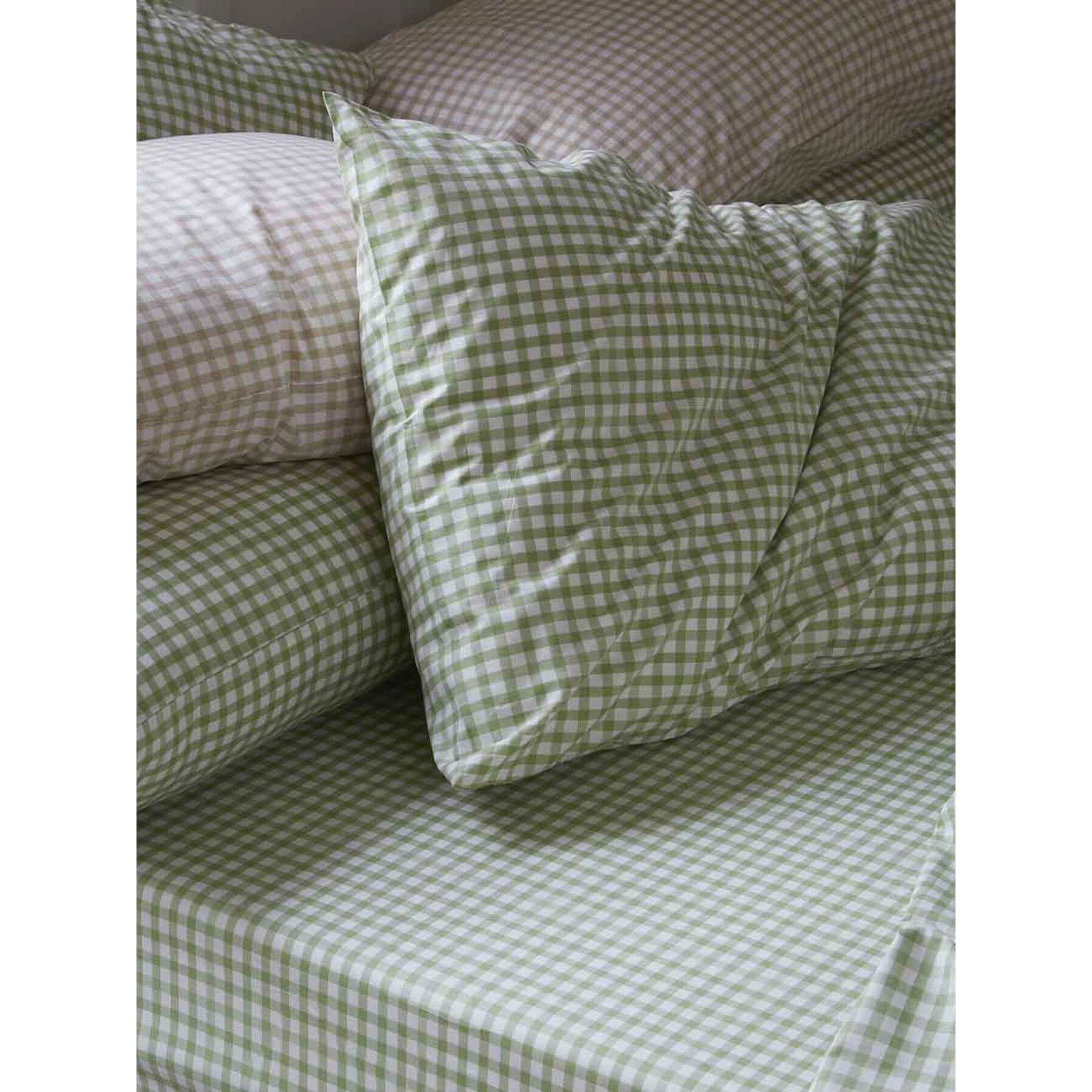 Piglet in Bed Gingham Cotton Pillowcases (pair) - Size Square Green - image 1