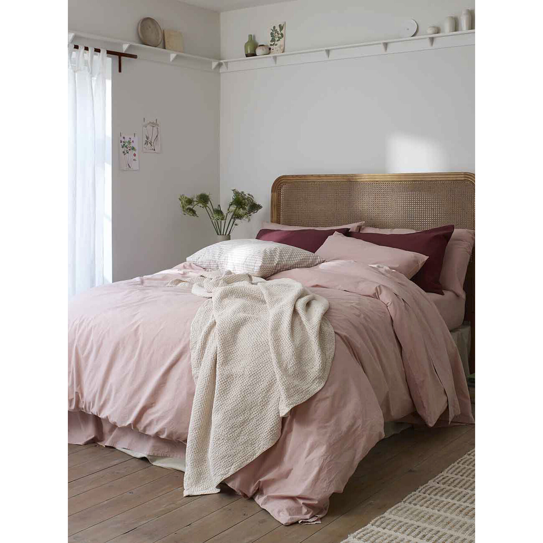 Piglet in Bed Plain Cotton Flat Sheet - Size Double Pink - image 1