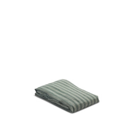 Piglet in Bed Pembroke Stripe Linen Flat Sheet - Size Double Green - thumbnail 2