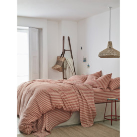 Piglet in Bed Pembroke Stripe Linen Pillowcases (pair) - Size Super King Red