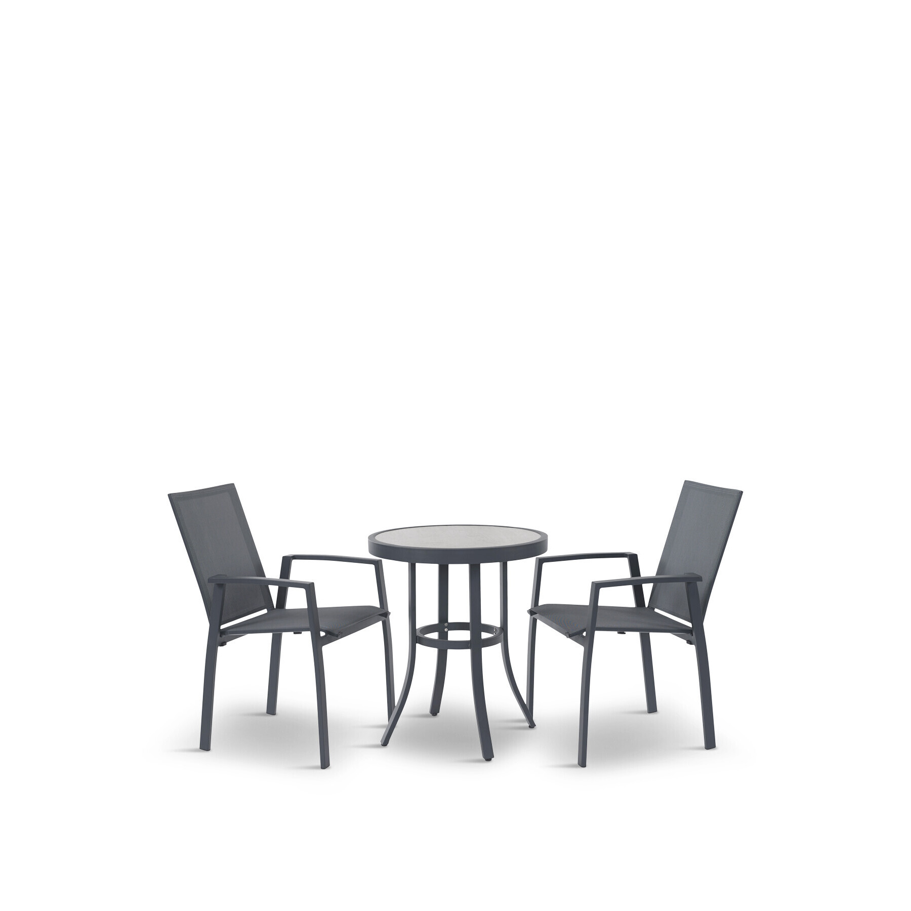 Bramblecrest Seville Bistro Set with Round Bistro Table and 2 Arm Chairs Grey - image 1