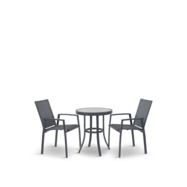 Bramblecrest Seville Bistro Set with Round Bistro Table and 2 Arm Chairs Grey