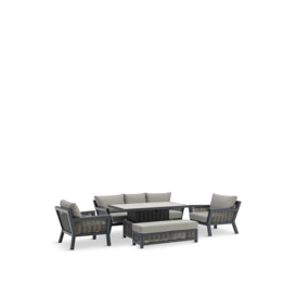 Bramblecrest Tuscan Lounge Set with Adjustable Height Table, 3 Seat Sofa, 2 Sofa Chairs and Bench Grey - thumbnail 1