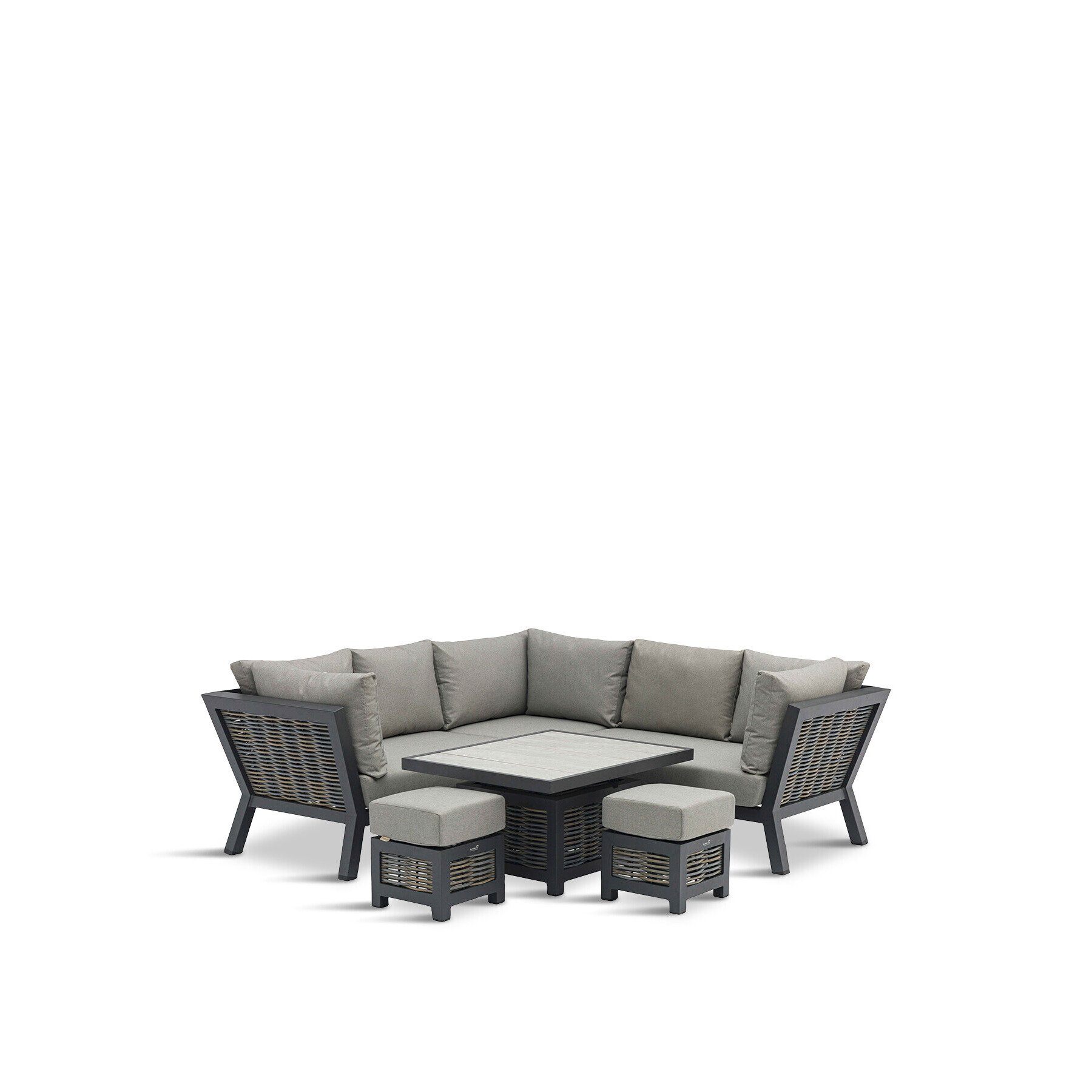 Bramblecrest Tuscan Dining Set with Mini Adjustable Height Table, Sofa Set & 2 Stools Grey - image 1