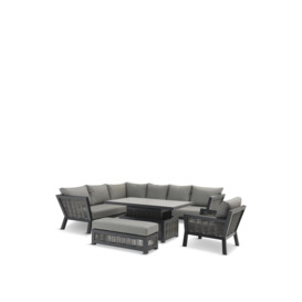 Bramblecrest Wicker Modular L-shape Sofa With Rectangle Piston Table, Bench & Chair Grey