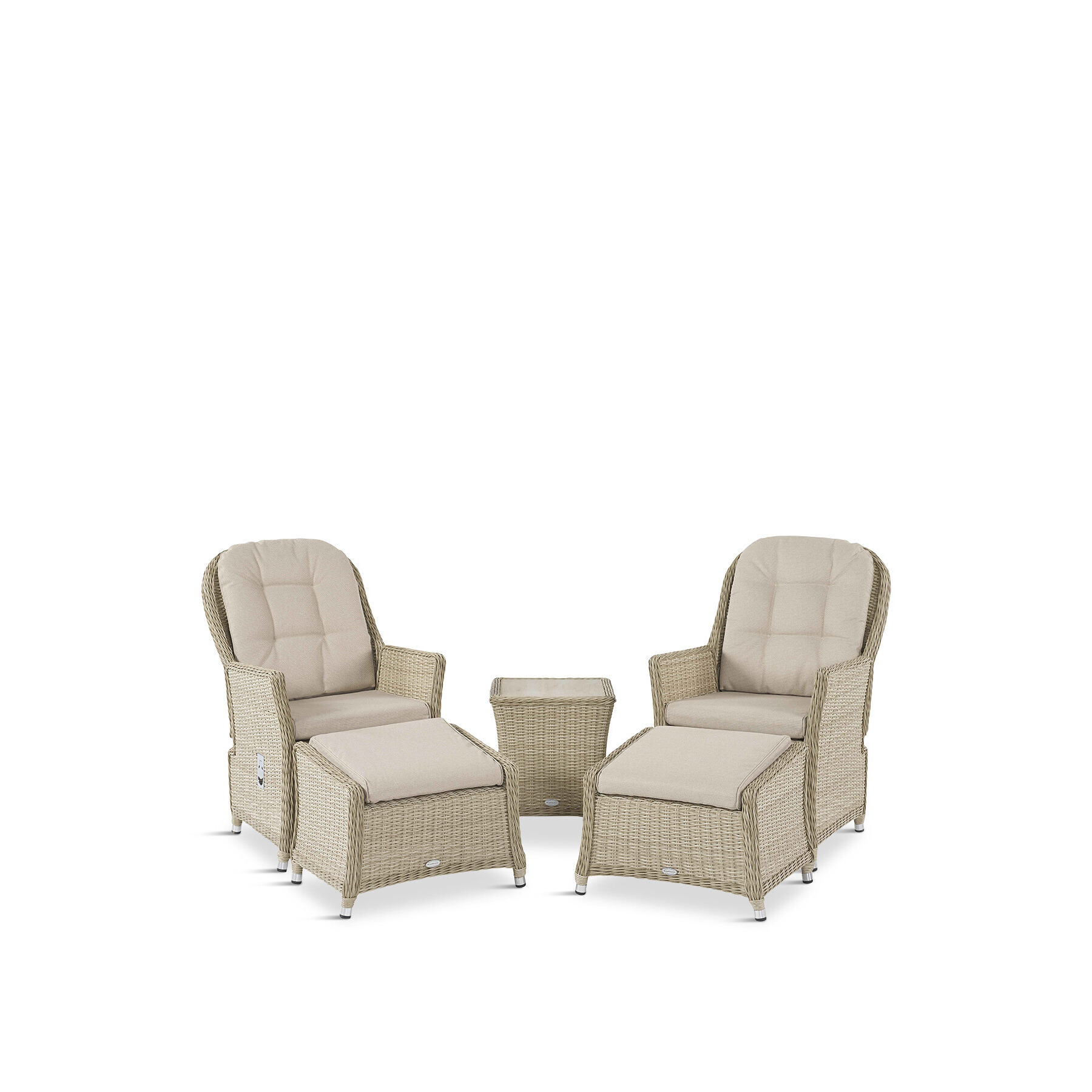 Bramblecrest Monterey Recliner Set with 2 Recliner Chairs, 2 Footstools & Side Table Neutral - image 1